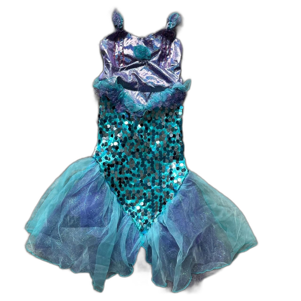 Girls mermaid halloween dress up costume sequin dress S 6/7